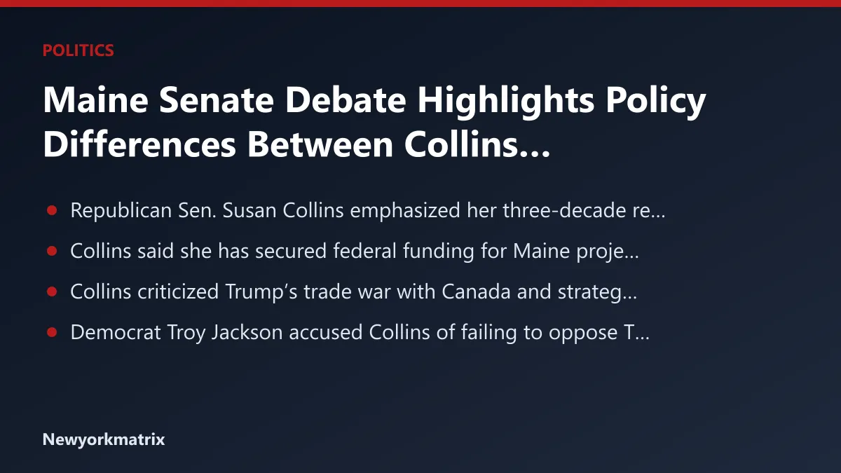 Headline card: Maine Senate Debate Highlights Policy Differences Between Collins and Jackson