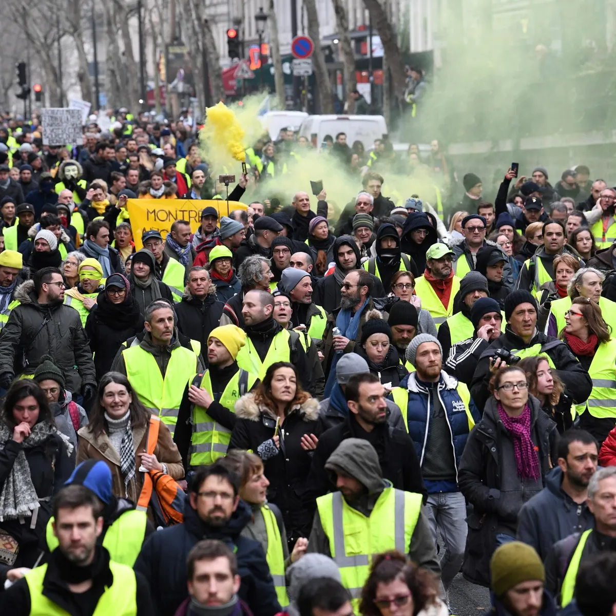 Police and protesters in conflict during a demonstration in France