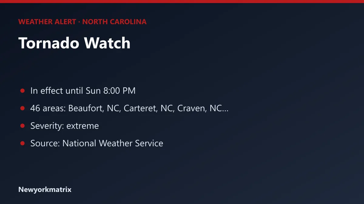 Graphic: Tornado Watch for North Carolina