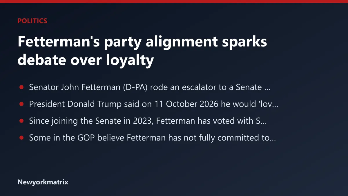 Headline card: Fetterman's party alignment sparks debate over loyalty