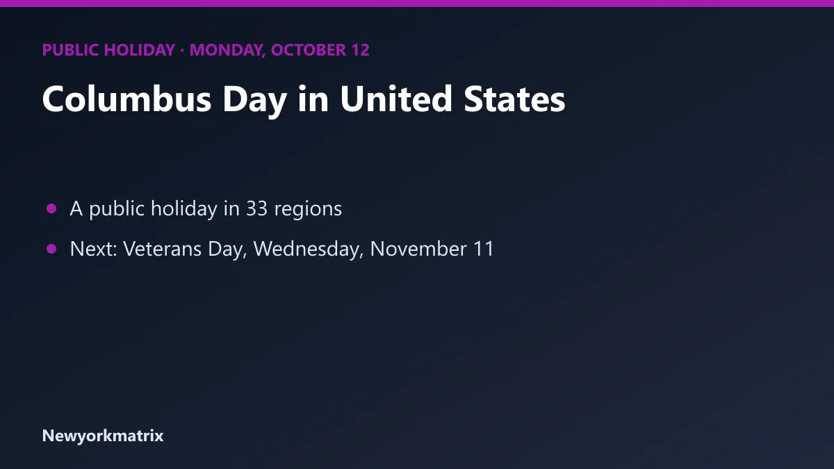 Graphic: Columbus Day, public holiday in United States on Monday, October 12