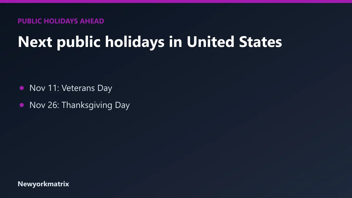 List of upcoming public holidays in United States