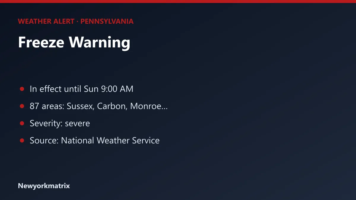 Graphic: Freeze Warning for Pennsylvania