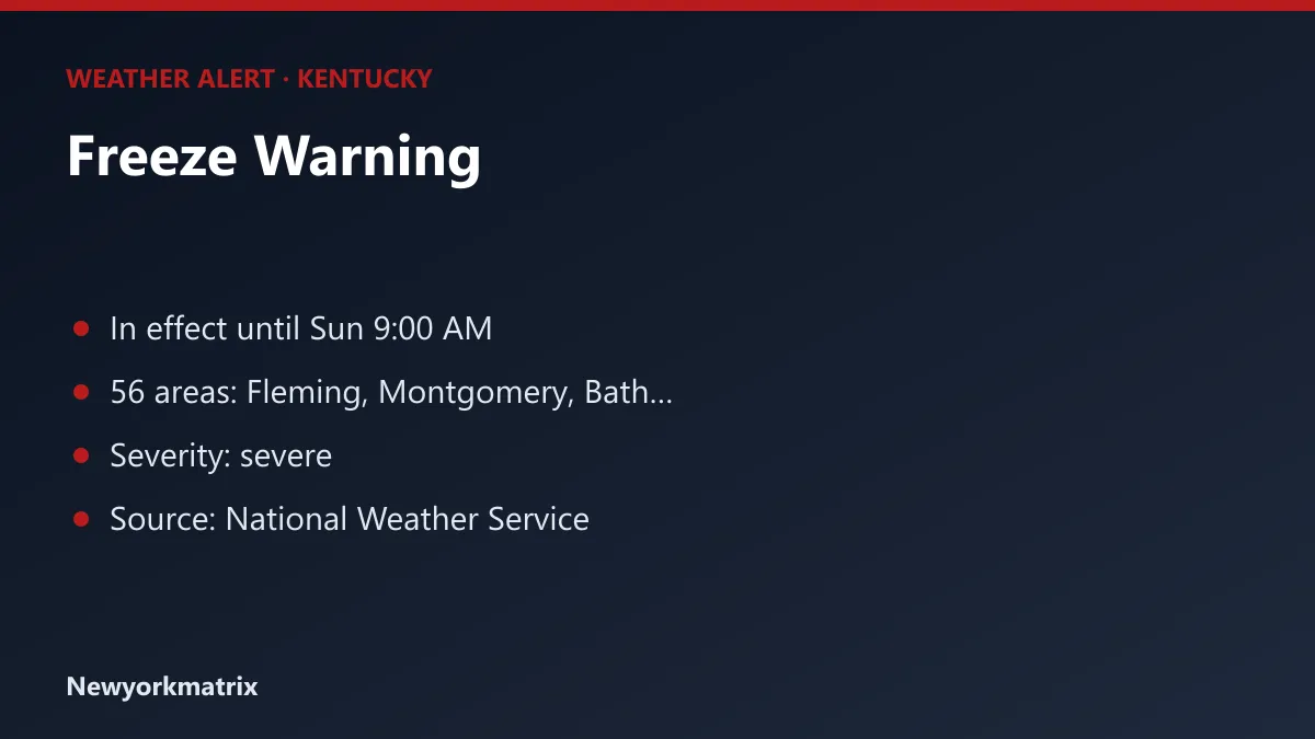 Graphic: Freeze Warning for Kentucky