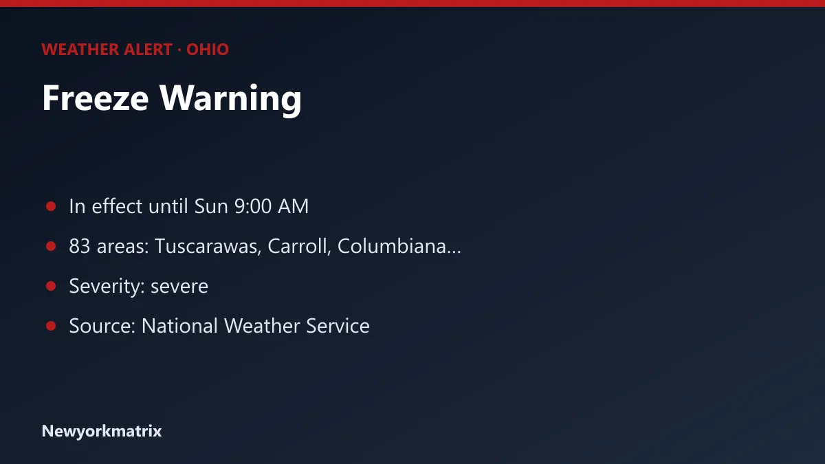 Graphic: Freeze Warning for Ohio