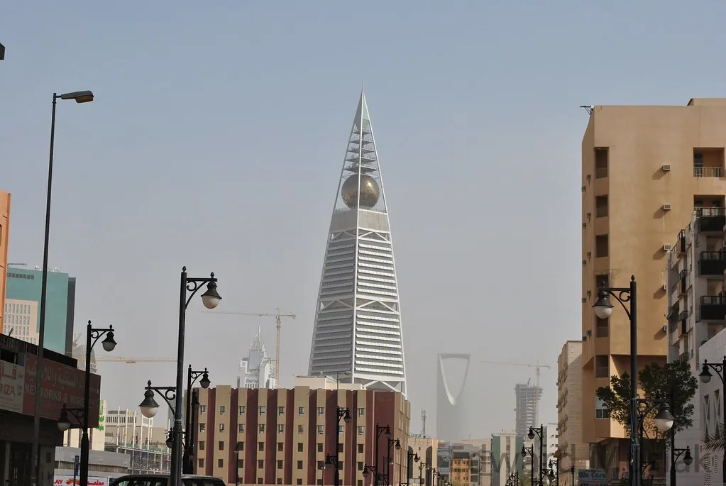 riyadh, saudi arabia, middle east, faisaliah tower, kingdom tower, street scene, landscape