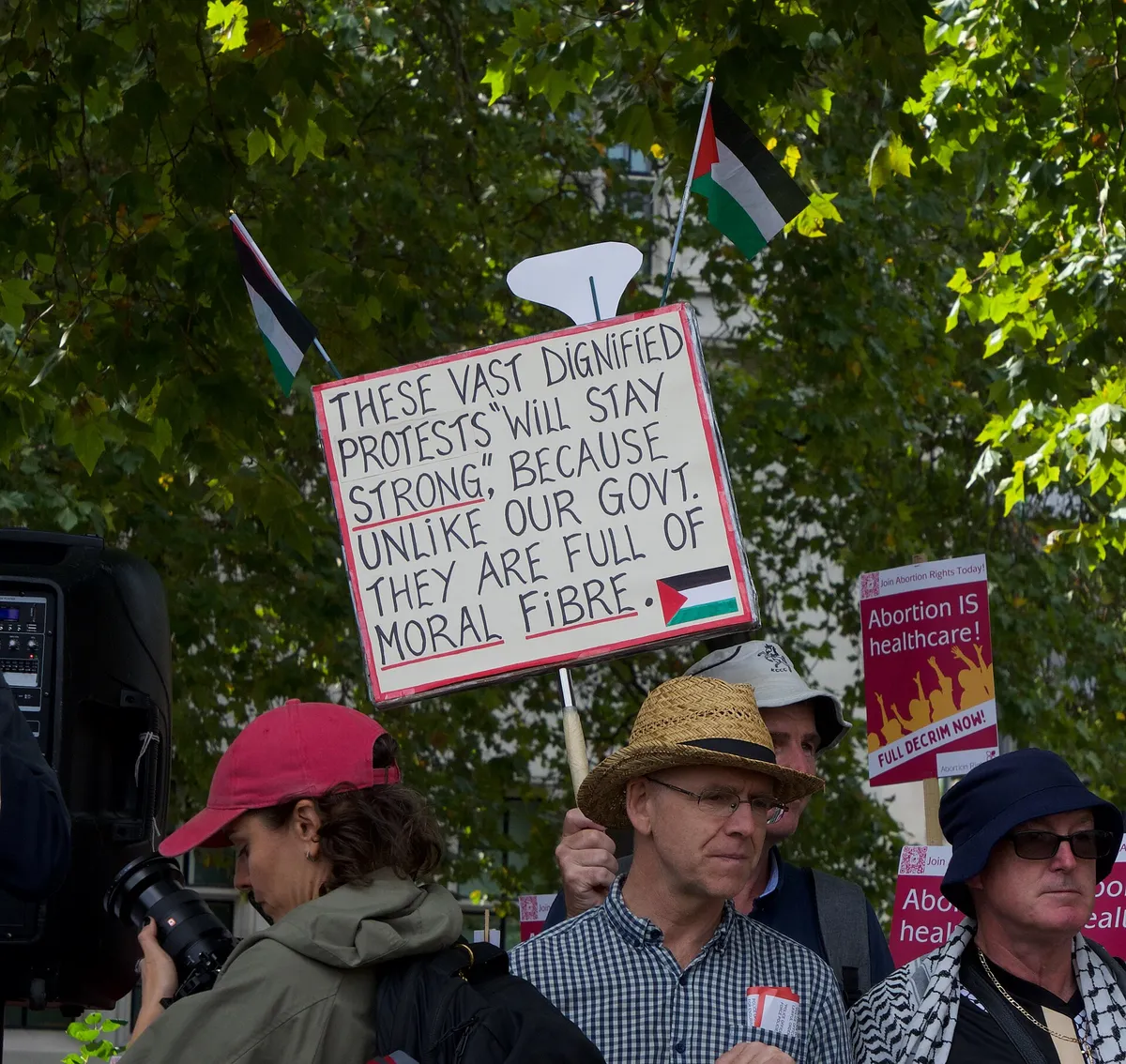 The Defend Our Juries / Palestine Action Protest in London on the 6th of September.